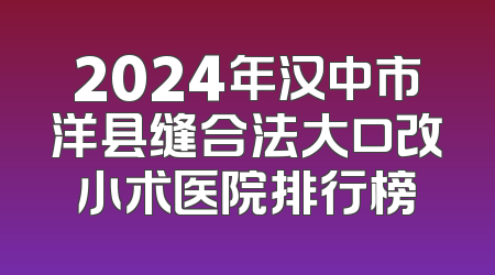 2024年汉中市洋县缝合法大口改小术医院排行榜