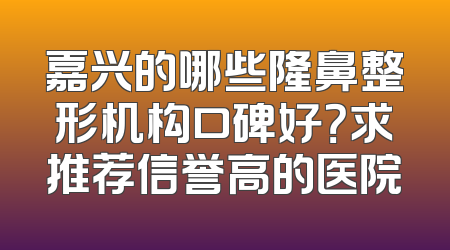 嘉兴的哪些隆鼻整形机构口碑好？求推荐信誉高的医院