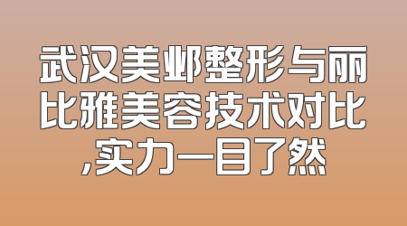 武汉美邺整形与丽比雅美容技术对比，实力一目了然