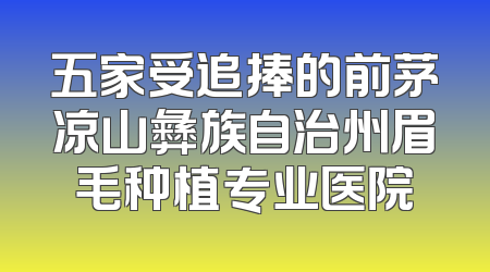 五家受追捧的前茅凉山彝族自治州眉毛种植专业医院