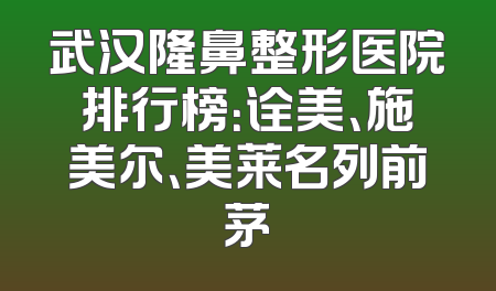 武汉隆鼻整形医院排行榜：诠美、施美尔、美莱名列前茅