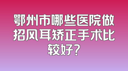 鄂州市哪些医院做招风耳矫正手术比较好？