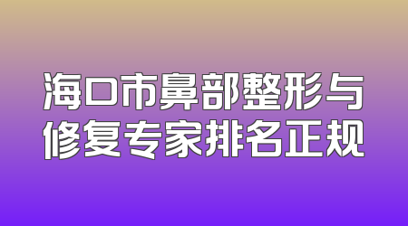 海口市鼻部整形与修复专家排名正规