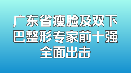 广东省瘦脸及双下巴整形专家前十强全面出击