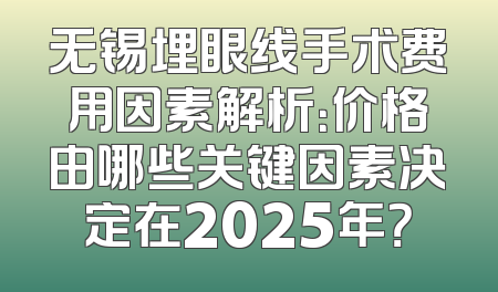 无锡埋眼线手术费用因素解析：价格由哪些关键因素决定在2025年？