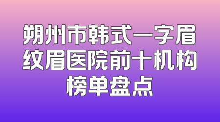 朔州市韩式一字眉纹眉医院前十机构榜单盘点