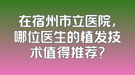 在宿州市立医院，哪位医生的植发技术值得推荐？