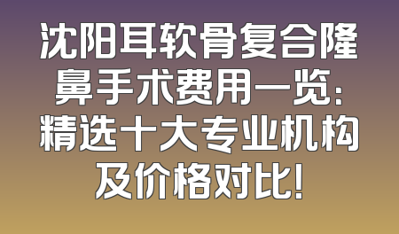 沈阳耳软骨复合隆鼻手术费用一览：精选十大专业机构及价格对比！