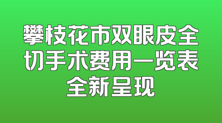 攀枝花市双眼皮全切手术费用一览表全新呈现