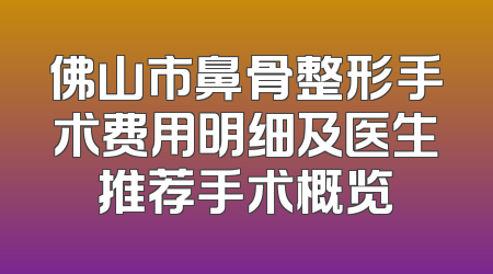 佛山市鼻骨整形手术费用明细及医生推荐手术概览