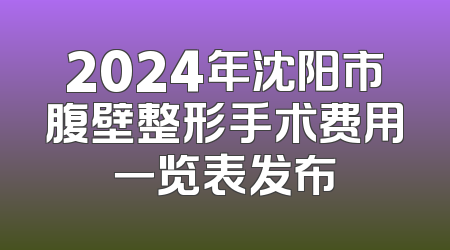 2024年沈阳市腹壁整形手术费用一览表发布