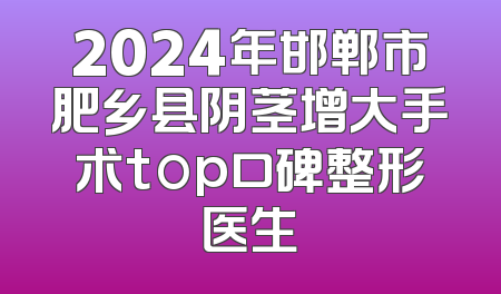 2024年邯郸市肥乡县阴茎增大手术top口碑整形医生