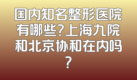 国内知名整形医院有哪些？上海九院和北京协和在内吗？