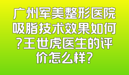 广州军美整形医院吸脂技术效果如何？王世虎医生的评价怎么样？