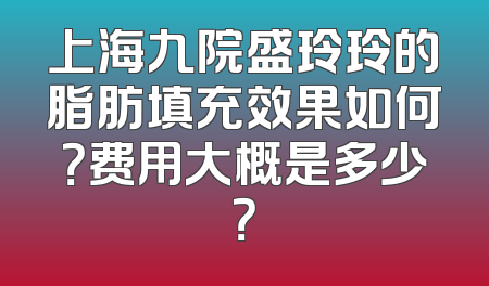 上海九院盛玲玲的脂肪填充效果如何？费用大概是多少？