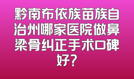黔南布依族苗族自治州哪家医院做鼻梁骨纠正手术口碑好？