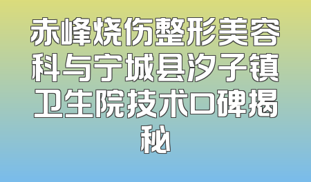赤峰烧伤整形美容科与宁城县汐子镇卫生院技术口碑揭秘