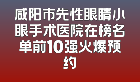 咸阳市先性眼睛小眼手术医院在榜名单前10强火爆预约