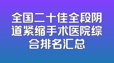 全国二十佳全段阴道紧缩手术医院综合排名汇总