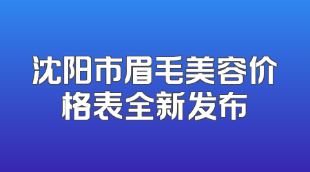 沈阳市眉毛美容价格表全新发布