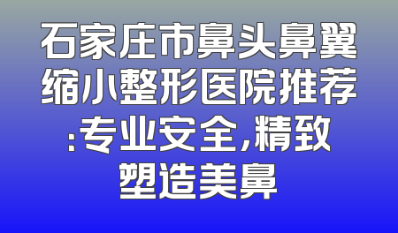 石家庄市鼻头鼻翼缩小整形医院推荐：专业安全，精致塑造美鼻