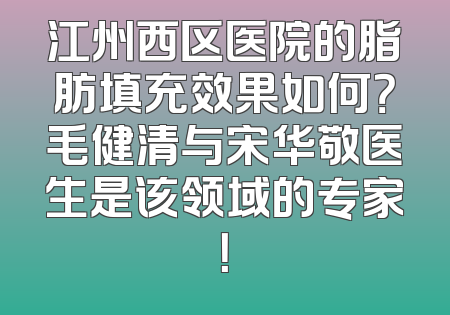 江州西区医院的脂肪填充效果如何？毛健清与宋华敬医生是该领域的专家！