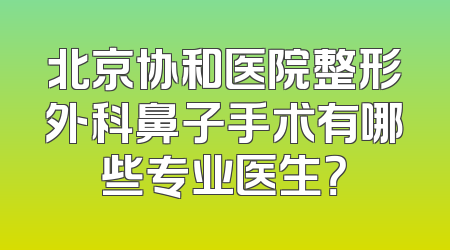 北京协和医院整形外科鼻子手术有哪些专业医生？