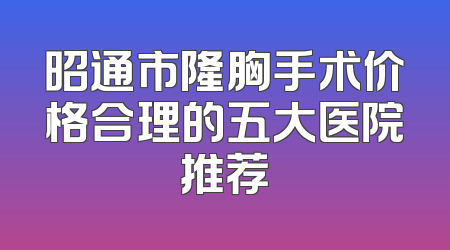 昭通市隆胸手术价格合理的五大医院推荐
