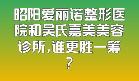 昭阳爱丽诺整形医院和吴氏嘉美美容诊所，谁更胜一筹？