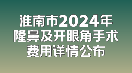 淮南市2024年隆鼻及开眼角手术费用详情公布