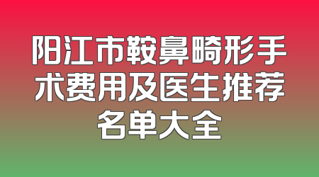 阳江市鞍鼻畸形手术费用及医生推荐名单大全