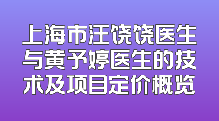 上海市汪饶饶医生与黄予婷医生的技术及项目定价概览