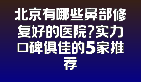 北京有哪些鼻部修复好的医院？实力口碑俱佳的5家推荐