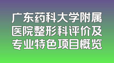 广东药科大学附属医院整形科评价及专业特色项目概览