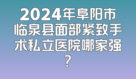 2024年阜阳市临泉县面部紧致手术私立医院哪家强？