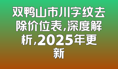 双鸭山市川字纹去除价位表，深度解析，2025年更新