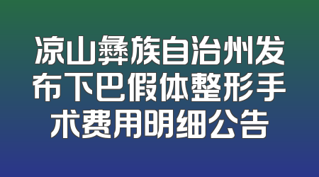 凉山彝族自治州发布下巴假体整形手术费用明细公告