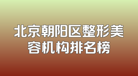 北京朝阳区整形美容机构排名榜