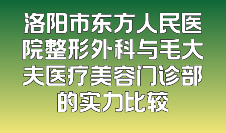 洛阳市东方人民医院整形外科与毛大夫医疗美容门诊部的实力比较