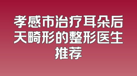 孝感市治疗耳朵后天畸形的整形医生推荐