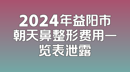 2024年益阳市朝天鼻整形费用一览表泄露