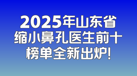 2025年山东省缩小鼻孔医生前十榜单全新出炉！