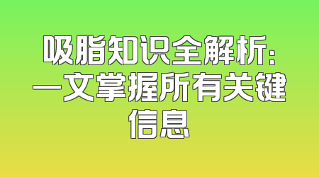 吸脂知识全解析：一文掌握所有关键信息