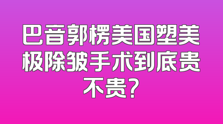 巴音郭楞美国塑美极除皱手术到底贵不贵？