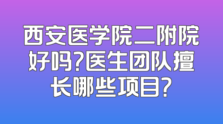 西安医学院二附院好吗？医生团队擅长哪些项目？