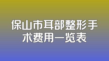 保山市耳部整形手术费用一览表