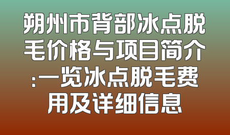 朔州市背部冰点脱毛价格与项目简介：一览冰点脱毛费用及详细信息