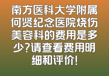 南方医科大学附属何贤纪念医院烧伤美容科的费用是多少？请查看费用明细和评价！
