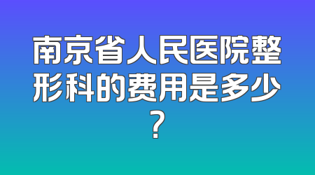 南京省人民医院整形科的费用是多少？