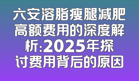 六安溶脂瘦腿减肥高额费用的深度解析：2025年探讨费用背后的原因